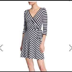 Bailey 44  Striped Grey and Black Dress Wrap Tie Waist Size XS